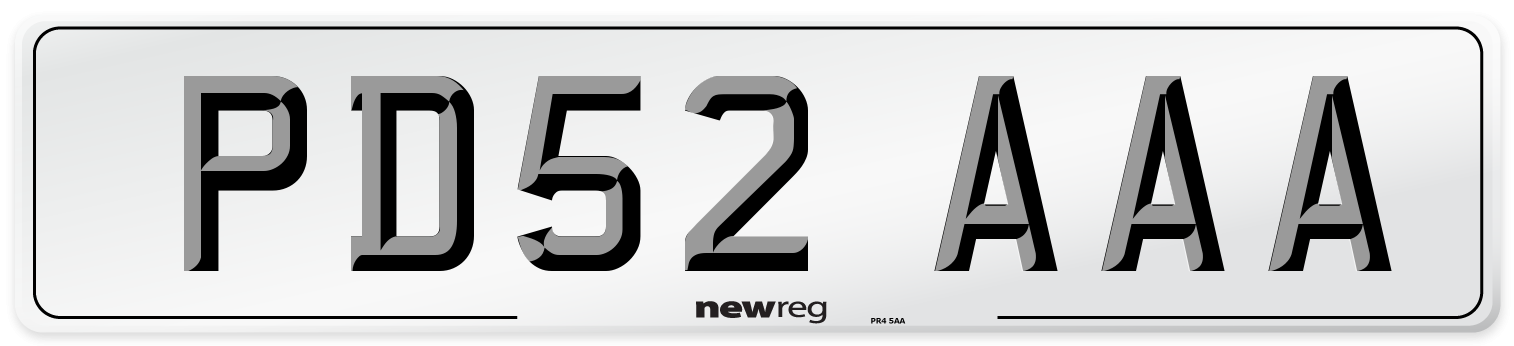 PD52 AAA Number Plate from New Reg